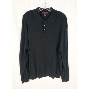 Linea‎ Uomo Men Wool Blend Polo Black Sweater size XL Long Sleeve